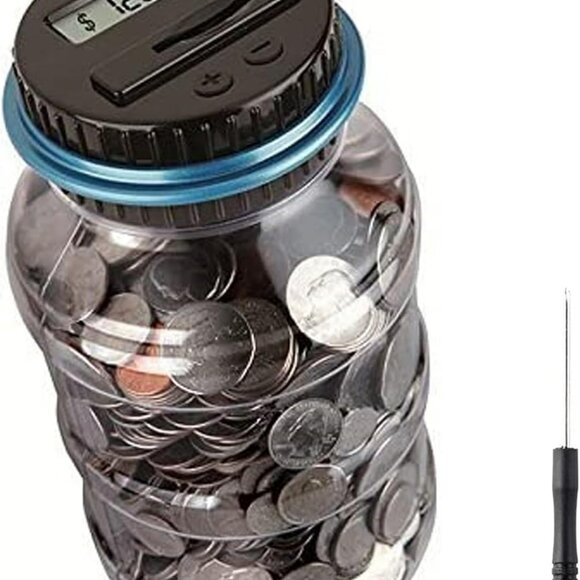 Coin Piggy Bank Saving Jar, Digital Coin Counter with LCD Display Large Capacity - Picture 1 of 7